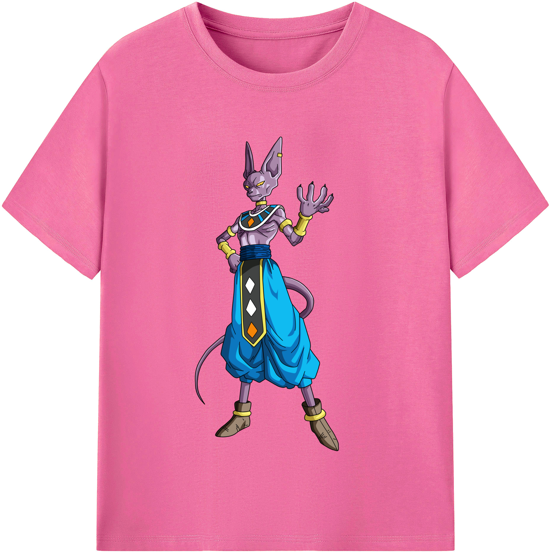 （画像用） ドラゴンボール ビルス 破壊神ビルス DRAGON BALL Beerus Birusu レディースカジュアルプリントTシャツ（綿100％）